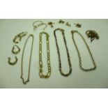 A quantity of 9ct gold - four bracelets, six pairs of earrings etc (total approx weight 10.