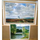 Ken Johnson framed oil 'Ugthorpe Mill' 38 x 58cm signed and another 'River Scene' 32 x 40cm signed