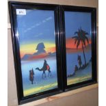 A pair of water colours 'Desert Scenes' in ebonised frames each 37 x 16cm (2)