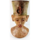 A resin bust of Egyptian Queen Neferneferuaten Nefertiti 43cm high - damage to snakes tail