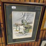 Ronald Day framed watercolour 'First Snow' 35 x 24cm signed