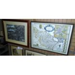 A framed photograph print 'Wakefield from Air 1939' 26 x 38cm and Johan Speede a framed