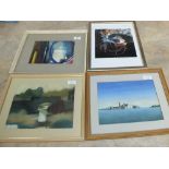 Three various contemporary watercolours plus one other picture