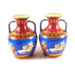 A pair of Hill Pottery Co Greek pattern vases,