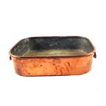 A heavy 19th Century oblong twin handled seamed Copper roasting pan by Benham & Froud,