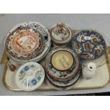 An 18th Century Delft polychrome plate (as found) plus various English and Japanese plates etc