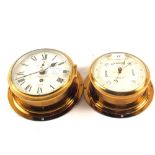 A Sestrel Brass ships clock and barometer,