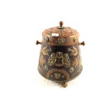 A 19th Century Dutch Copper and Brass peat/ember bucket applied with Amsterdam Coat of Arms,