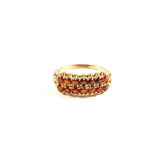 A 9ct Gold ring set with two rows of Garnets,