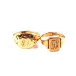 Two gents Gold signet rings,