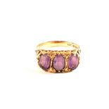 A 9ct Gold three Amethyst ring,