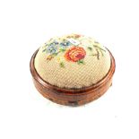 A Victorian circular inlaid footstool