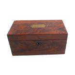 A Georgian Mahogany two compartment tea caddy with recessed Brass handle