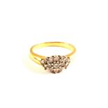 A Gold (tested) Diamond cluster ring,