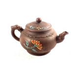 A Yixing style floral enamelled teapot