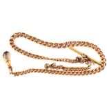 A 9ct Yellow Gold Albert chain with yellow metal t-bar,
