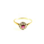 An 18ct Gold Ruby and Diamond ring,