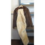 A lady's brown fur jacket plus two stoles