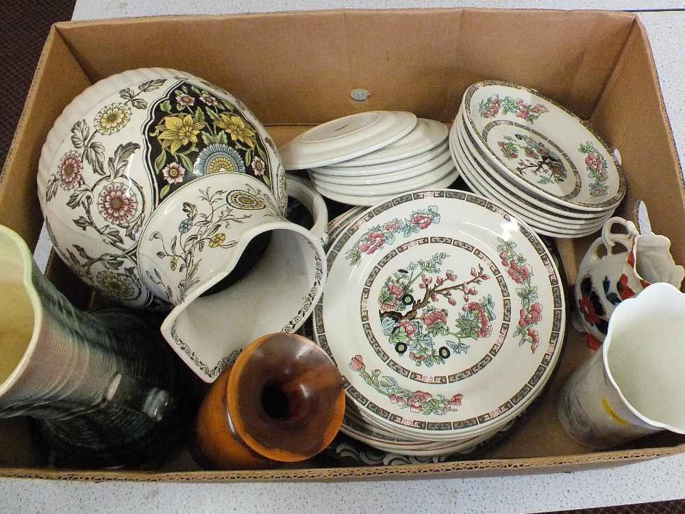 Various Indian Tree and other china including Dresden plates (two boxes)