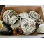 Various Indian Tree and other china including Dresden plates (two boxes)