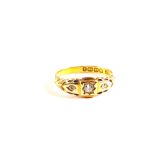 An 18ct Gold three Diamond ring,