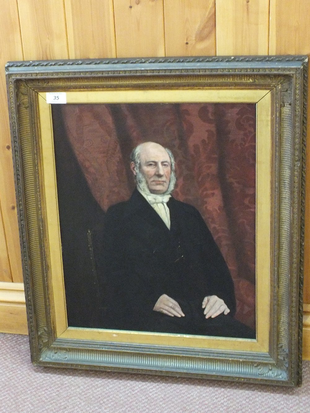 A 19th Century oil on canvas of a half length portrait of a gentleman,