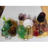Various items of coloured glass (three trays)