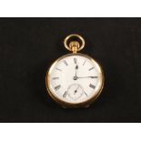 A gents 18ct Yellow Gold open faced pocket watch with English lever movement, No.