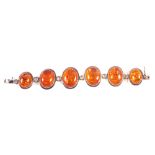 A Silver Amber set panel bracelet