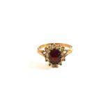 A 9ct Gold Garnet and paste set ring,