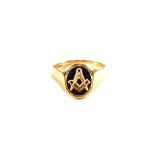 A 9ct Gold blue enamelled Masonic ring,