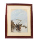 A pair of watercolours in the style of HC Trery of a ship unloading from the sketches of Lowestoft,