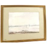 Watercolour by AJ Fairchild, titled 'October Morning, Breydon Water' signed lower left,