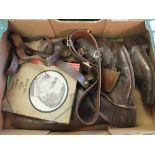 A WWI pair Officers boots, Sam Brown sword,