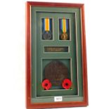 WWI BWM and Victory medals with memorial plaque in nicely presented frame to 46379 Rifleman John