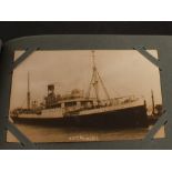 An album of shipping interest postcards including military interest