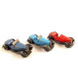 Three Dinky Toys in 36C (1947-50) Salmson two seater sports car in red,