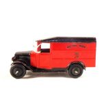 Dinky 34B red mail van with black roof having open windows
