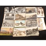 Various postcards including two unnamed railway stations,