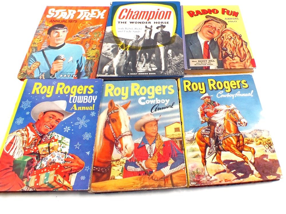 Six annuals (three Roy Rogers 1950's, Radio Fun 1960,