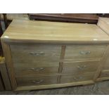 A modern light oak chest of six drawers, height 32", width 47",