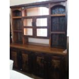 A South African shelf back and cupboard dresser made from reclaimed railway sleepers, height 73",