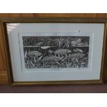 A black and white etching of a water edge, signed in pencil, 1st State, indistinctly signed,