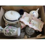 A box of various china and glass