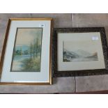 W.H.Earp watercolour of a highland scene plus four others by J.Muir and F.W.