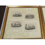 Twelve 19th Century local engravings in three frames