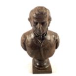 A Victorian iron bust of Gladstone,