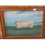 A primitive style print of sheep plus two other pictures