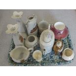 Various crested and souvenir china and items (tray and box)