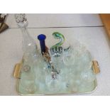 A cut glass decanter,